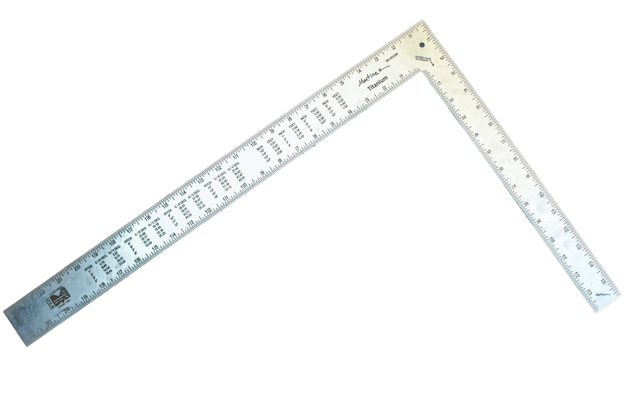 Martinez Tools | Titanium Framing Square 24 in. x 16 in. Without Scribe Marks