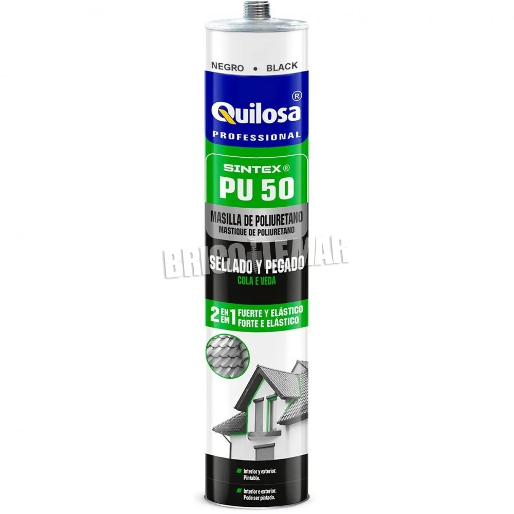 MASILLA POLIURETANO SINTEX PU50 SELLADO Y PEGADO 300ML NEGRO QUILOSA