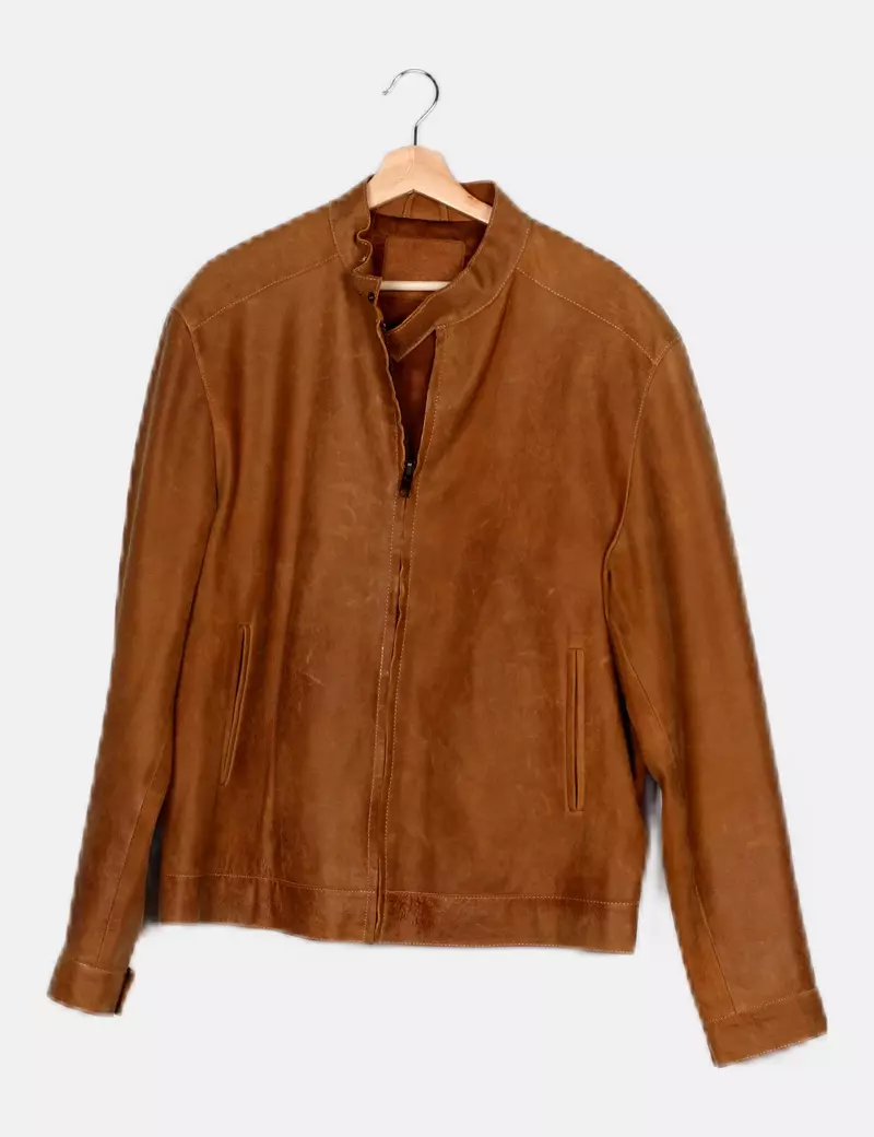 Massimo Dutti Chaqueta biker marrón