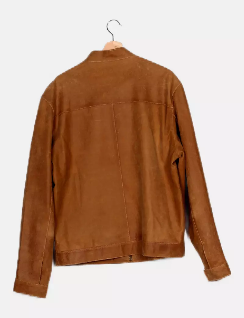 Massimo Dutti Chaqueta biker marrón