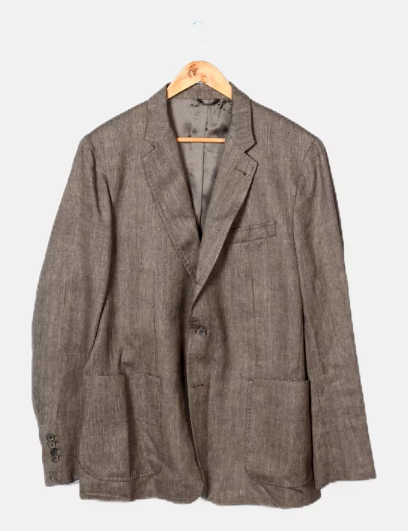 Massimo Dutti Chaqueta de traje jaspeada verde