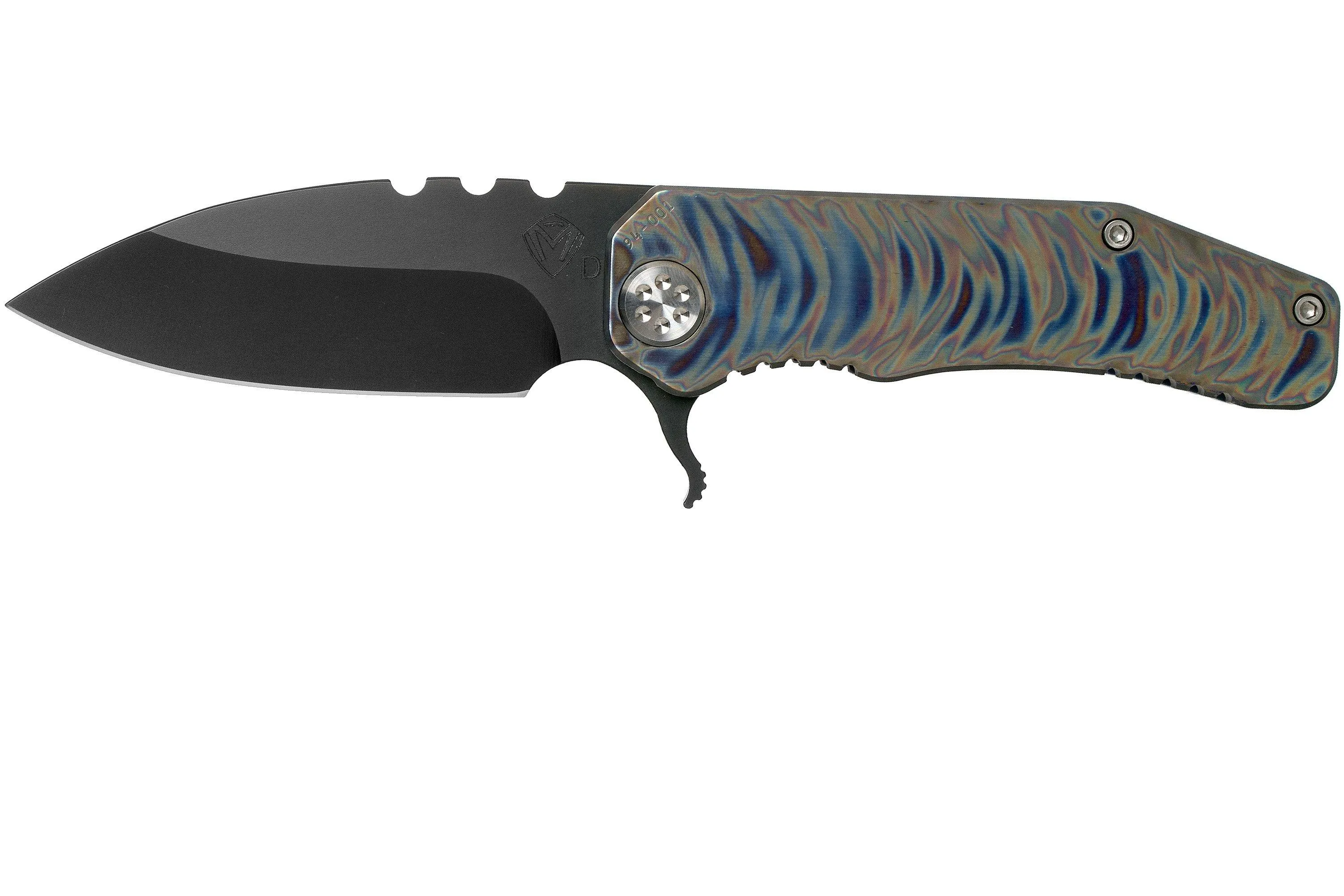 Medford 187F Flipper Faced & Flamed Tsunami Ti, Blue Spring, PVD Black D2, navaja