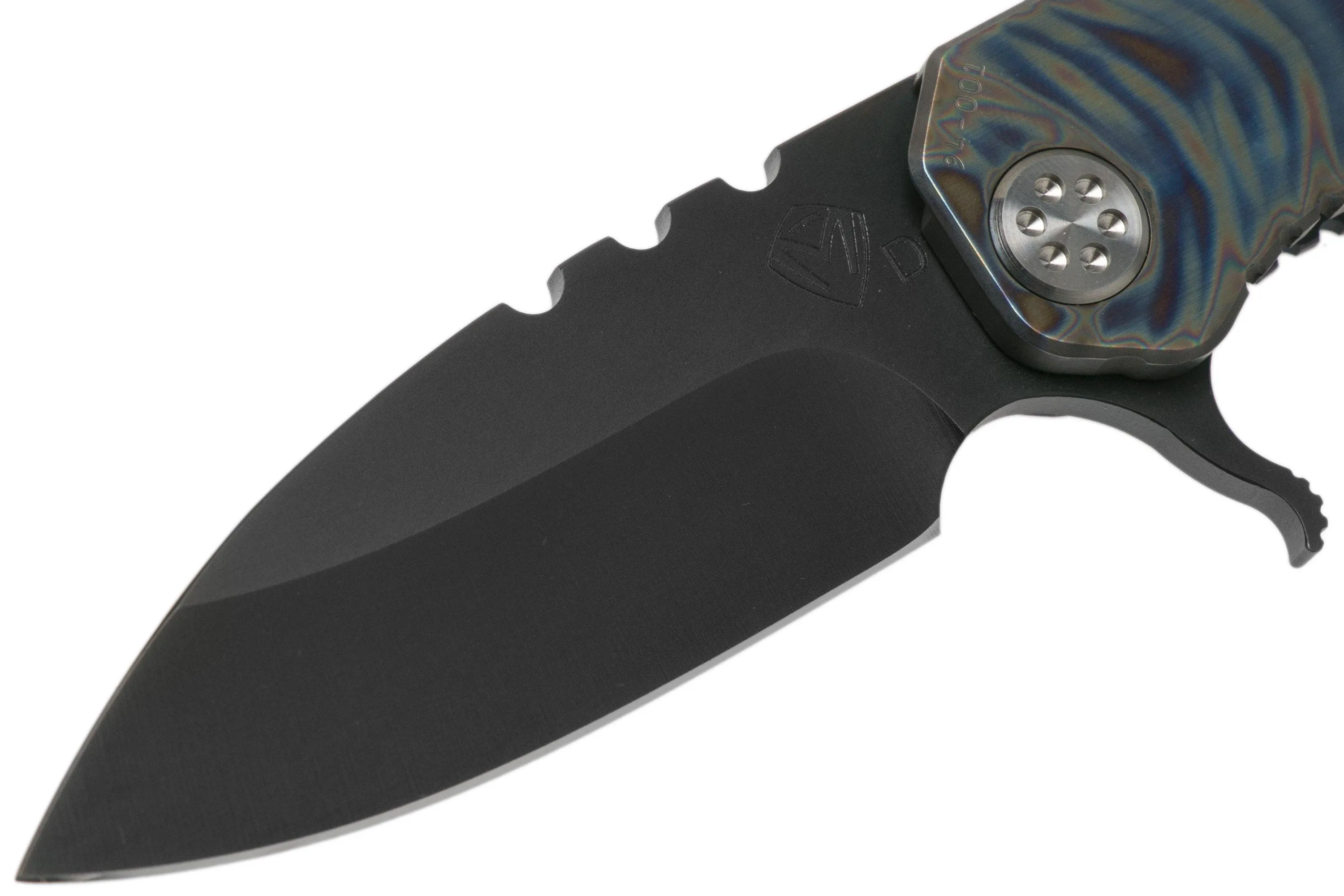 Medford 187F Flipper Faced & Flamed Tsunami Ti, Blue Spring, PVD Black D2, navaja