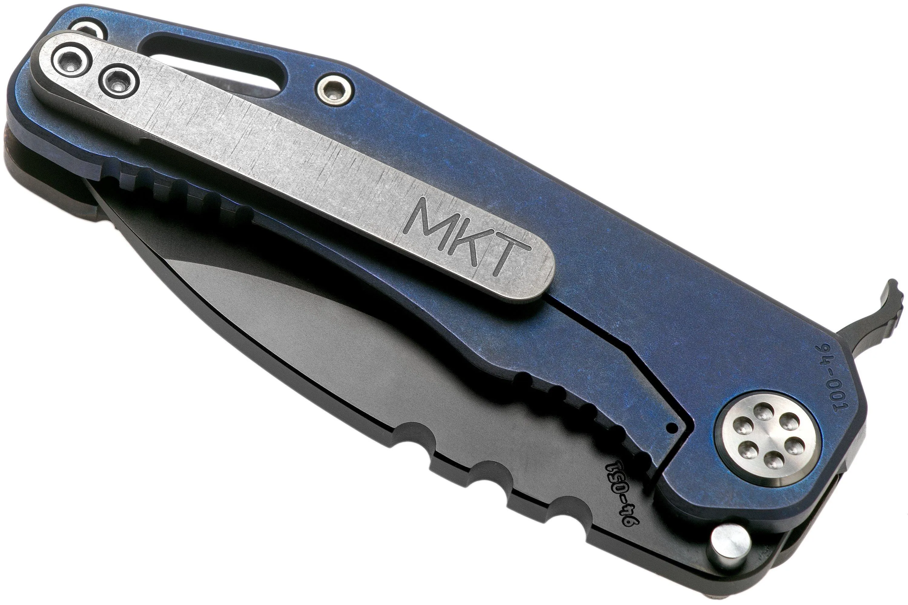 Medford 187F Flipper Faced & Flamed Tsunami Ti, Blue Spring, PVD Black D2, navaja
