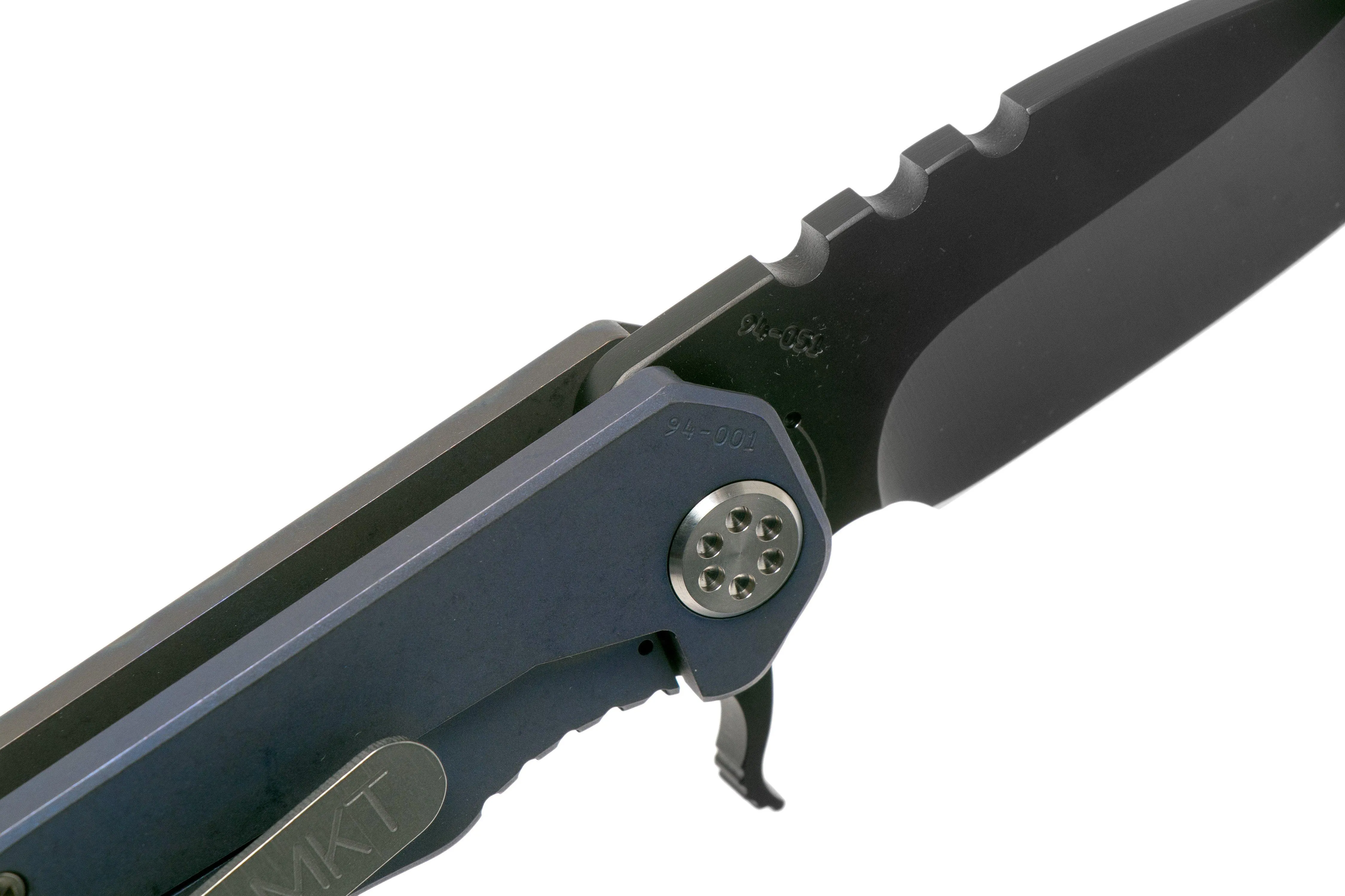 Medford 187F Flipper Faced & Flamed Tsunami Ti, Blue Spring, PVD Black D2, navaja