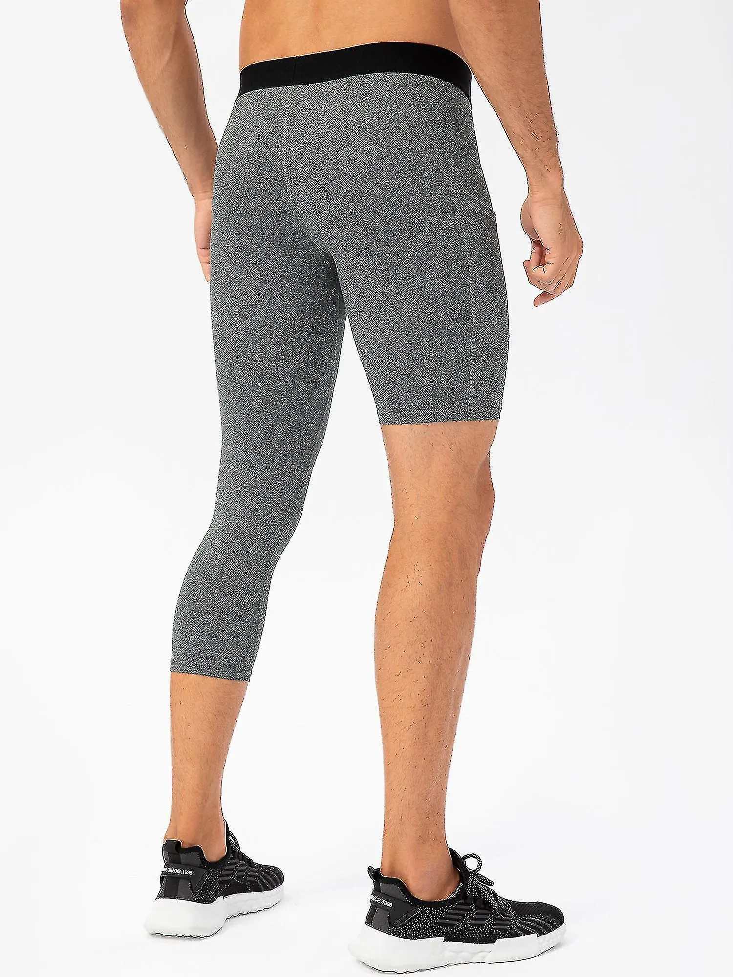 Men One Leg Leggings For Basketball Side Pockets Fitness Training Single Leg Tights