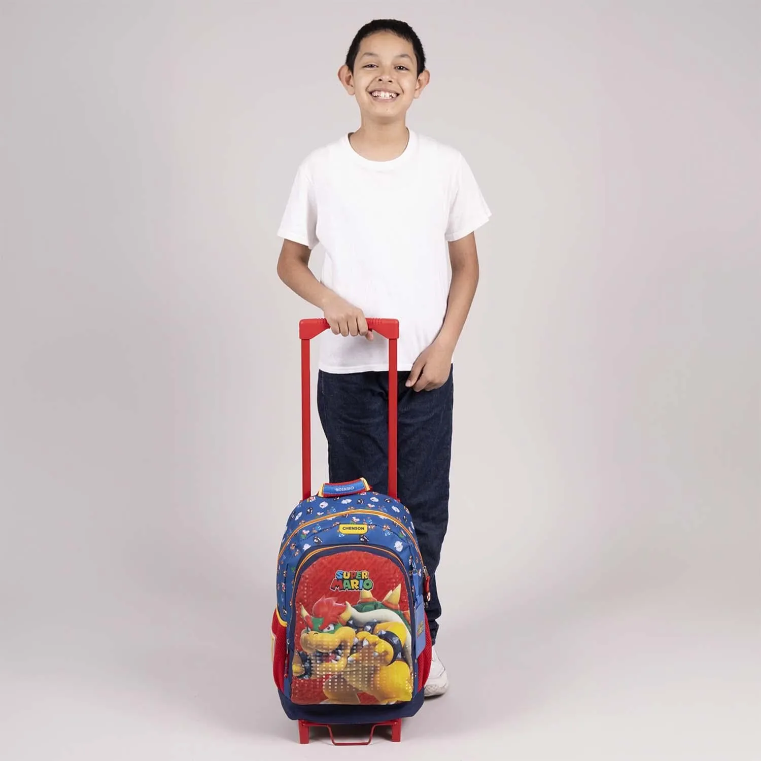 Mochila Con Ruedas Azul Grande Mario Bros Para Nio Chenson Wers
