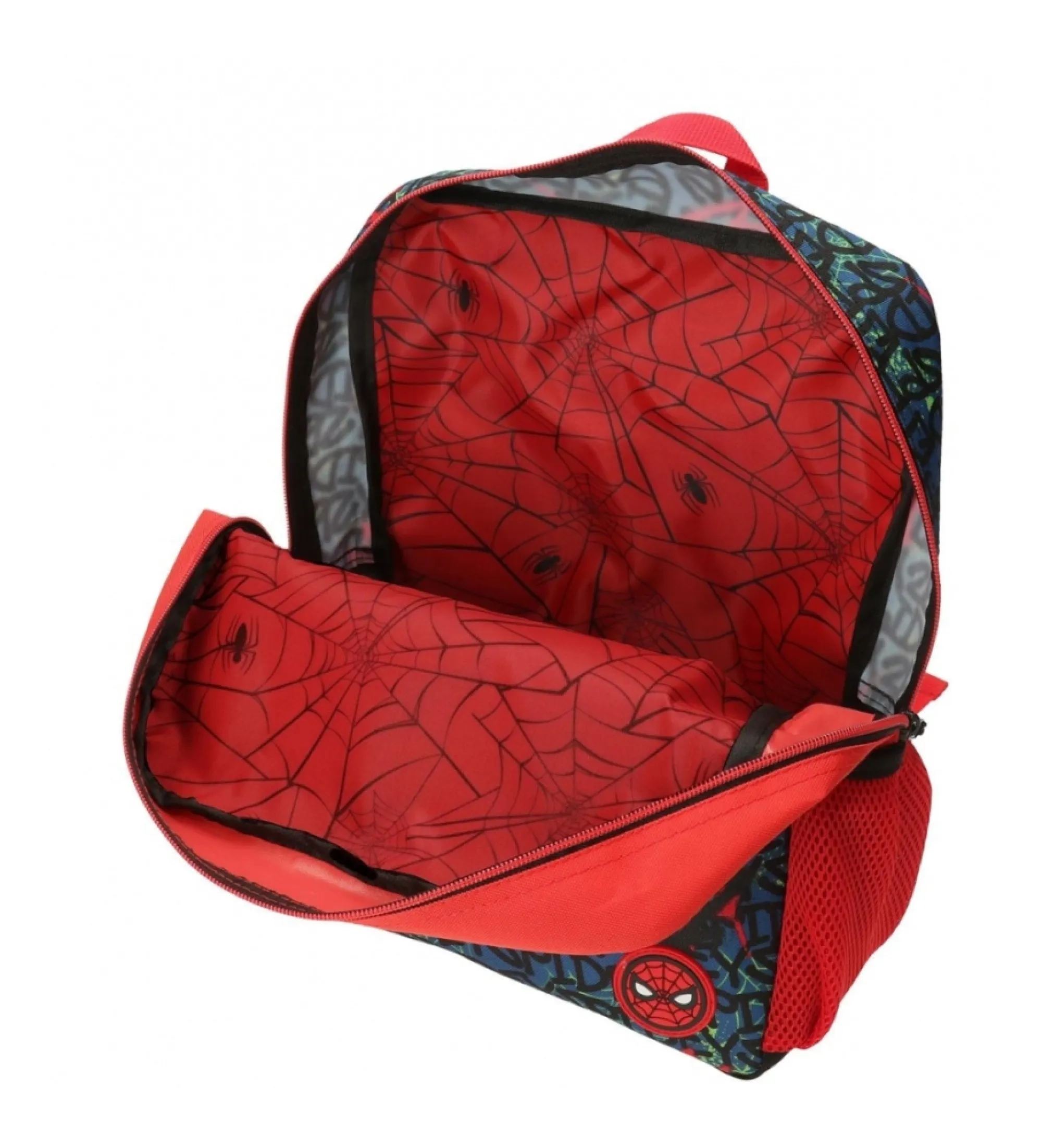 Mochila Spiderman urban 40cm  con carrorojo, marino