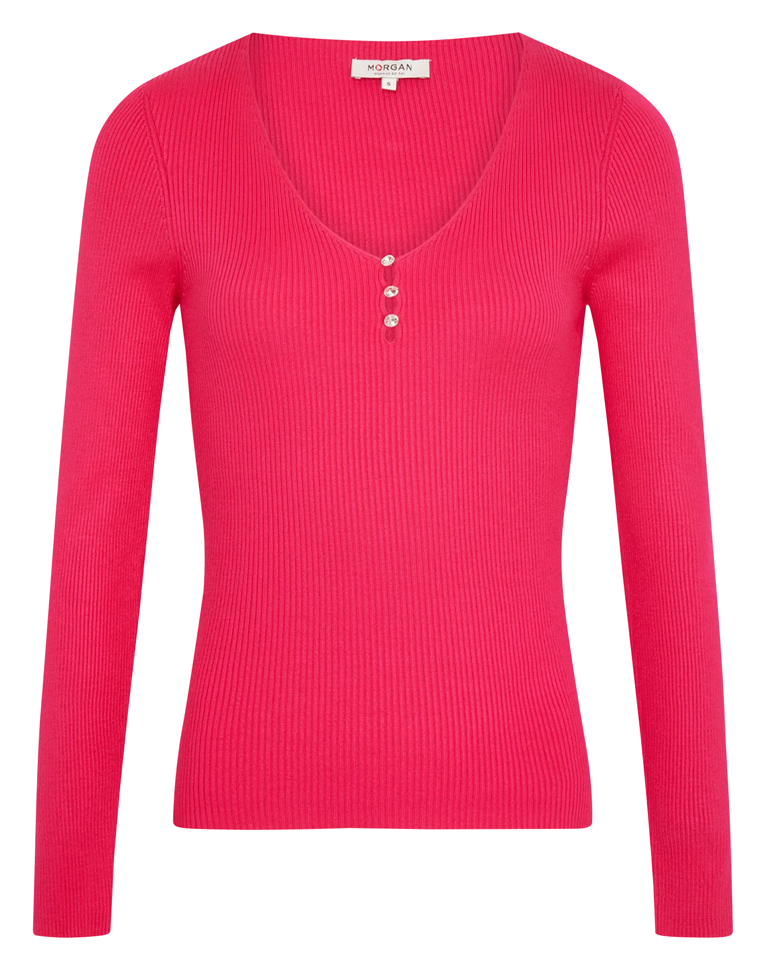 MORGAN MVIE  CAMISETA DE CANALé CON CUELLO DE PICO EN ROSA