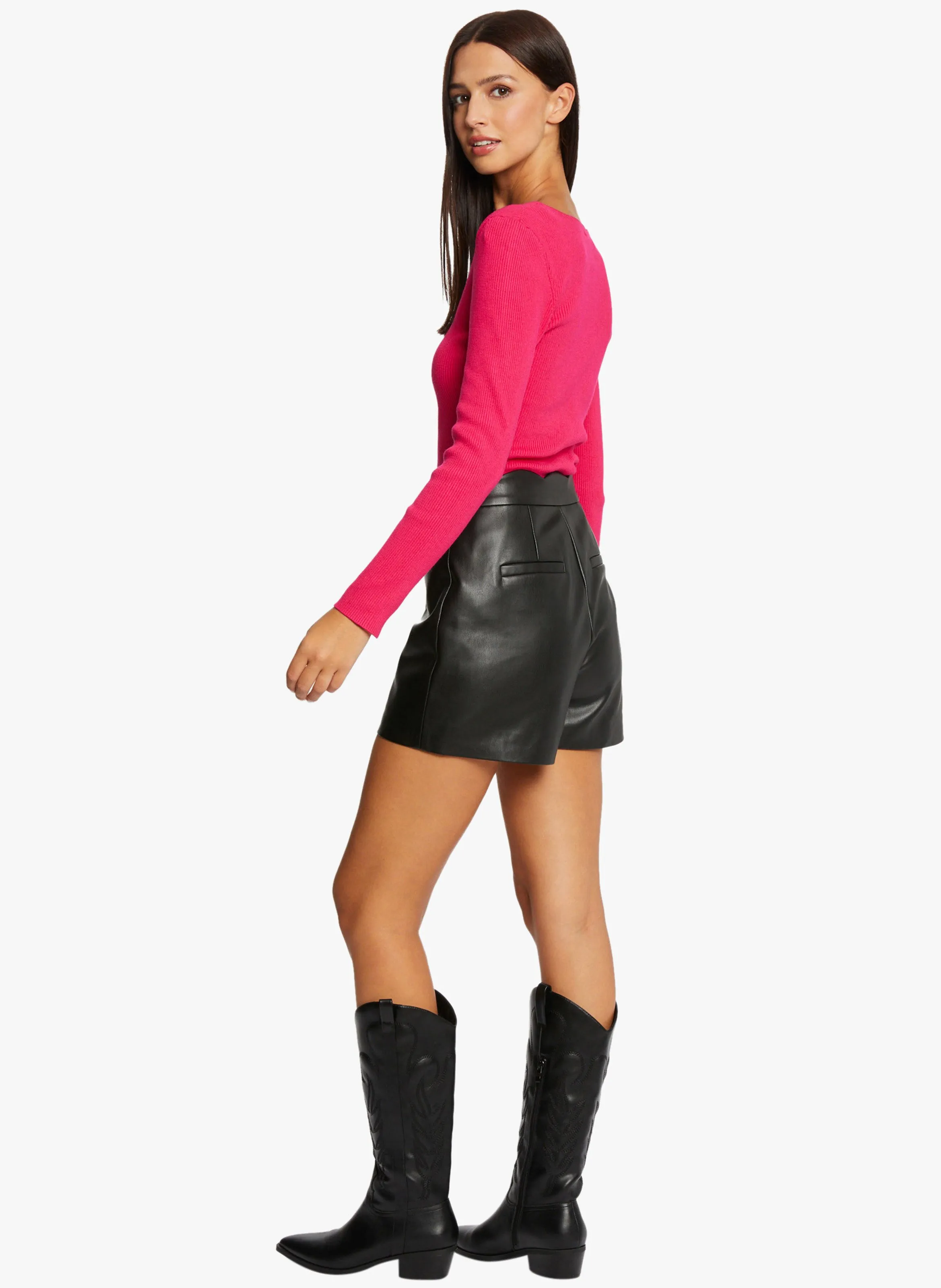 MORGAN MVIE  CAMISETA DE CANALé CON CUELLO DE PICO EN ROSA