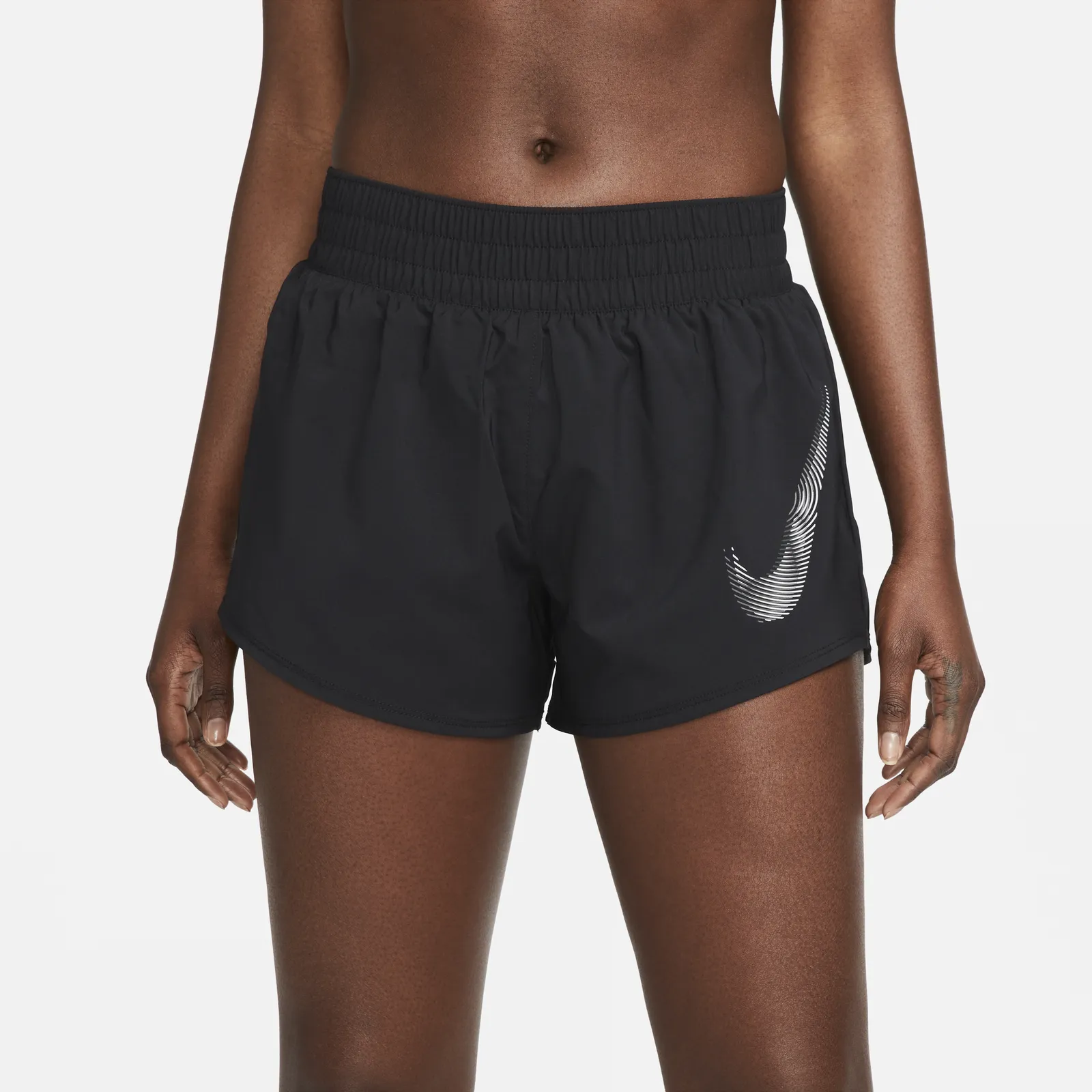 NIKE DRIFIT ONE SWOOSH MIDRISE BRIEFLINED RUNNING SHORTS