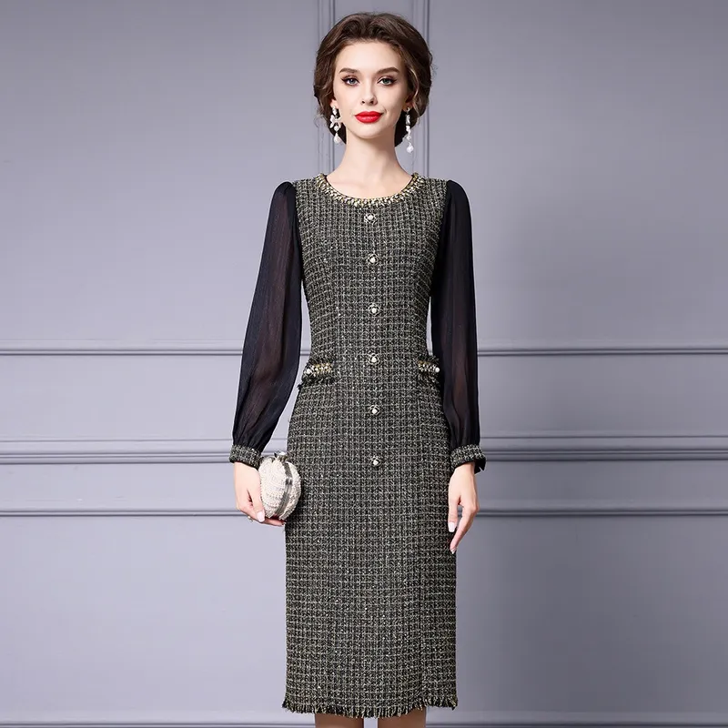 OC 409M90 Vestidos casuales básicos de otoño e invierno Cabalde de lana floral de lana de viaje Capacitación