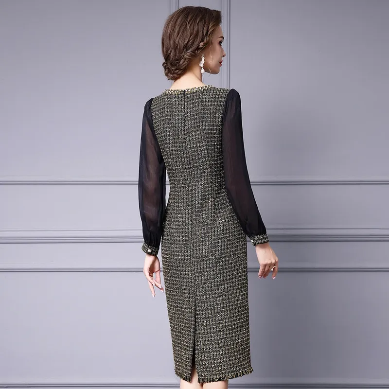 OC 409M90 Vestidos casuales básicos de otoño e invierno Cabalde de lana floral de lana de viaje Capacitación