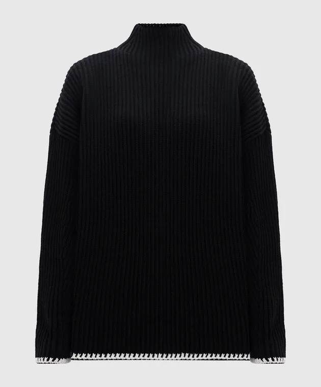 OFFWHITE BLACK SWEATER MADE OF WOOL WITH EMBROIDERY