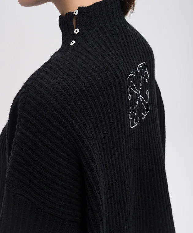 OFFWHITE BLACK SWEATER MADE OF WOOL WITH EMBROIDERY