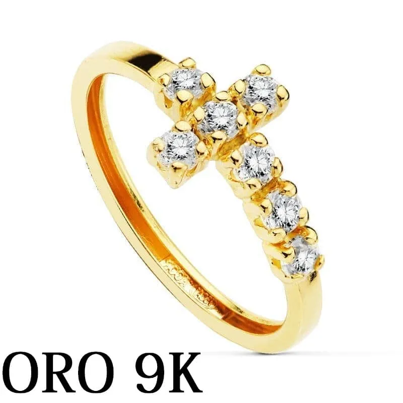 Oro 9k Anillo cruz