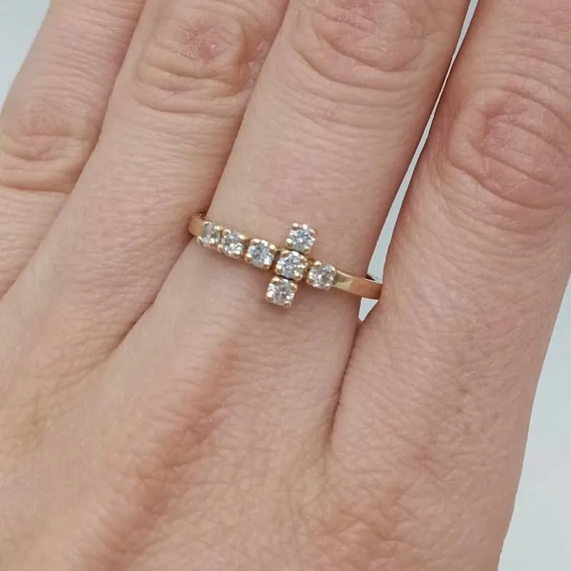 Oro 9k Anillo cruz