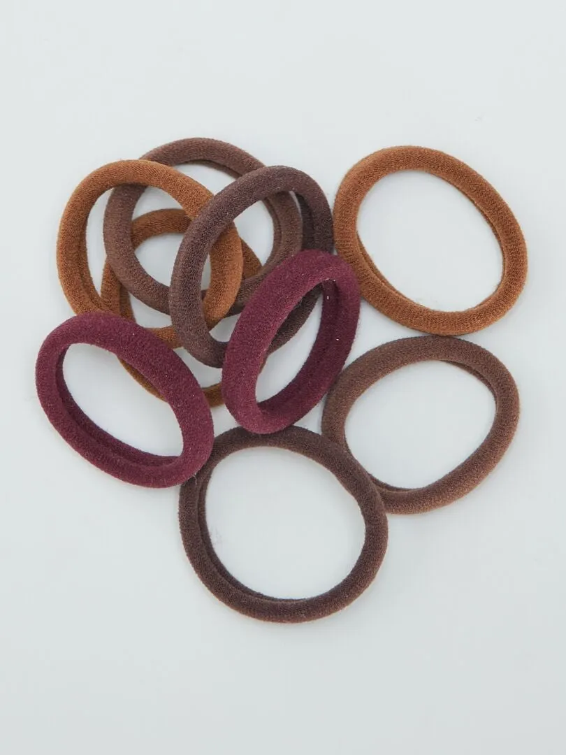 PACK DE 10 GOMAS PARA EL PELO  MARRON
