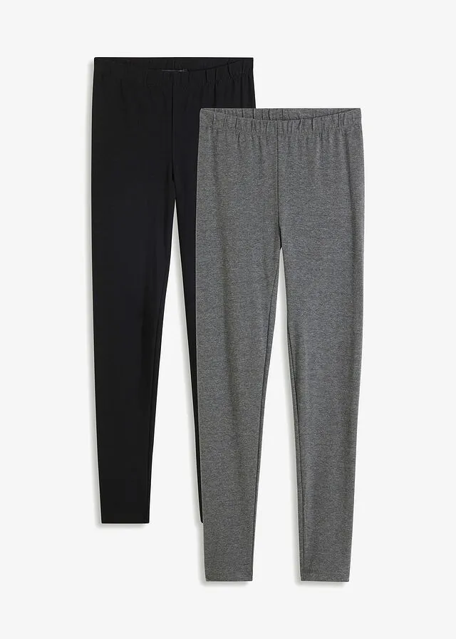 PACK DE DOS LEGGINGS BáSICOS GRIS JASPEADONEGRO