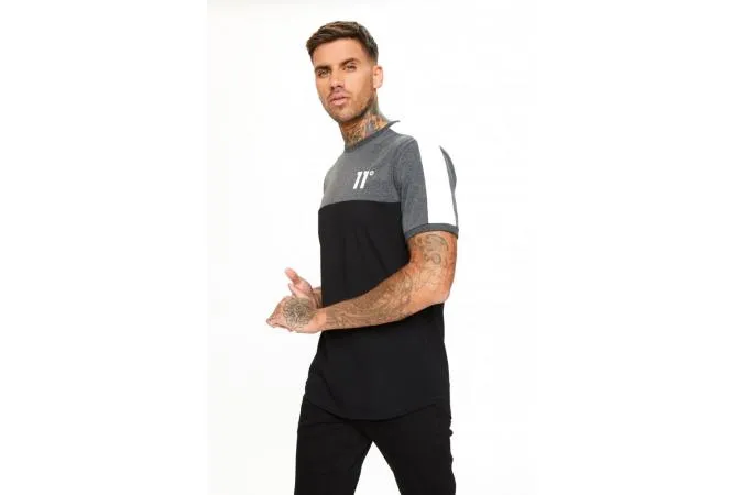 PANEL BLOCK TSHIRT BLACK ANTHRACITE MARL & WHITE