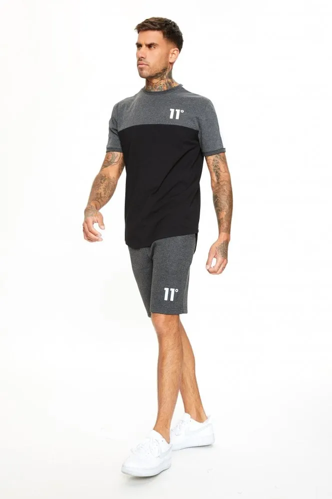 PANEL BLOCK TSHIRT BLACK ANTHRACITE MARL & WHITE