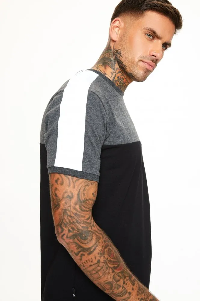 PANEL BLOCK TSHIRT BLACK ANTHRACITE MARL & WHITE