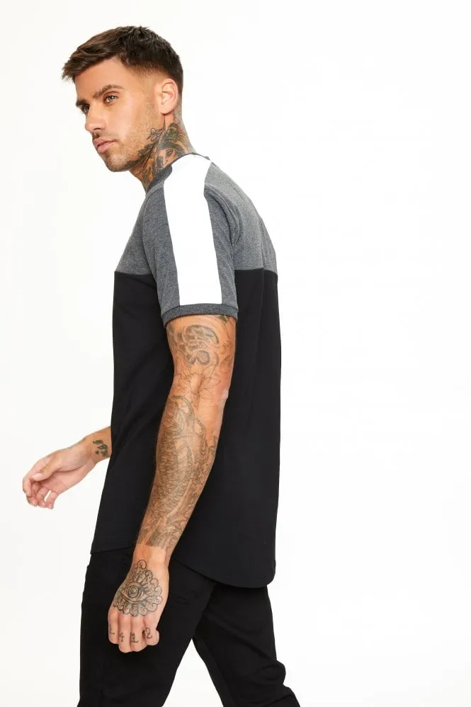 PANEL BLOCK TSHIRT BLACK ANTHRACITE MARL & WHITE