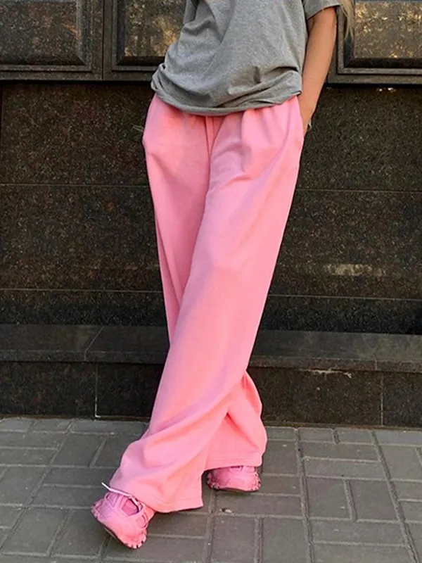 Pantalones deportivos holgados de color liso Hip Pop