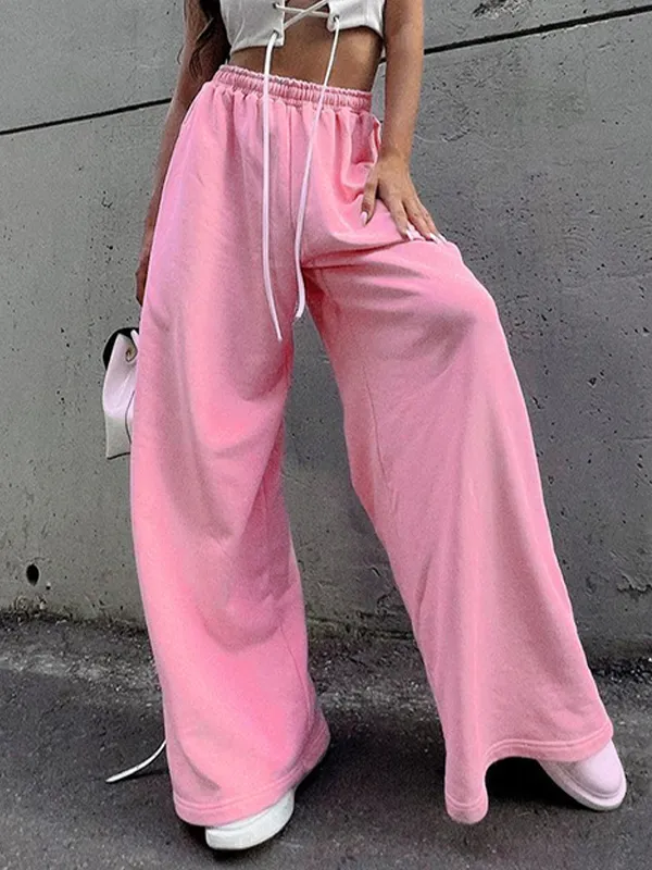 Pantalones deportivos holgados de color liso Hip Pop