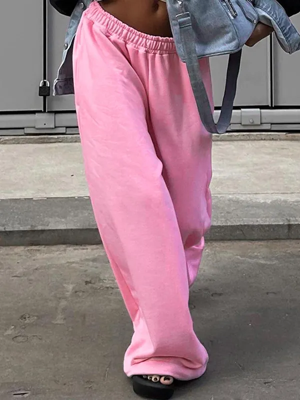 Pantalones deportivos holgados de color liso Hip Pop