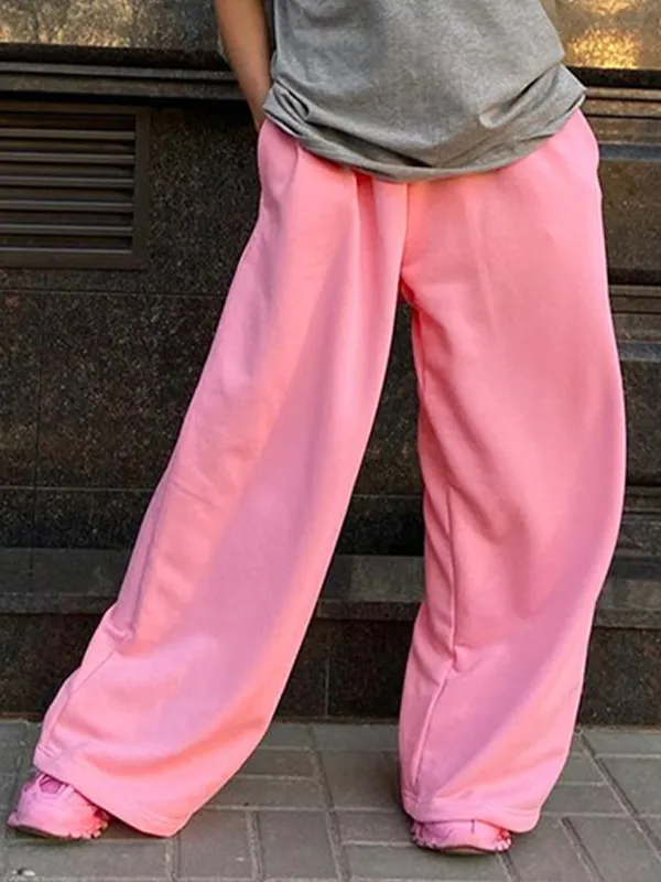 Pantalones deportivos holgados de color liso Hip Pop
