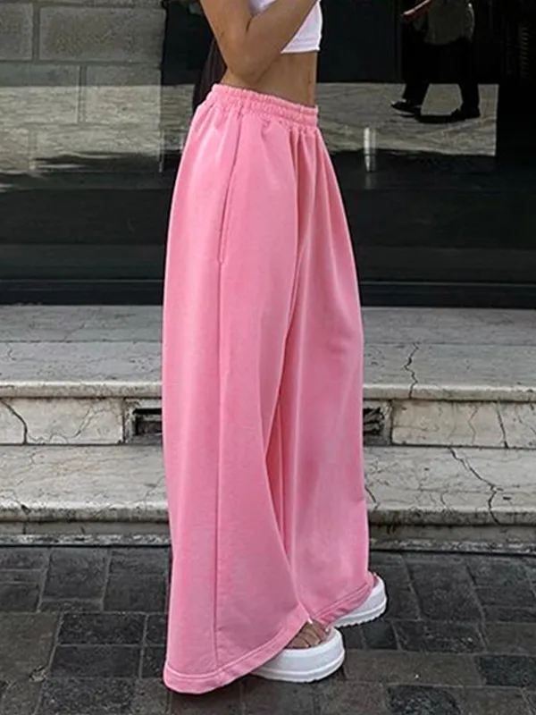 Pantalones deportivos holgados de color liso Hip Pop