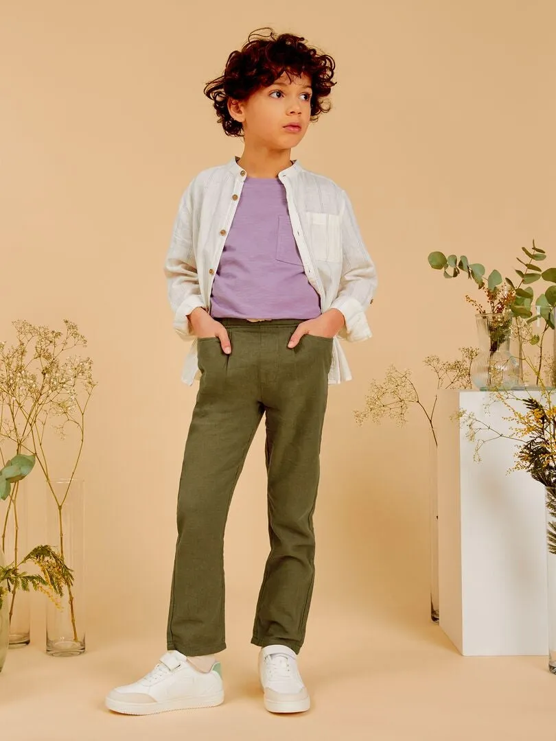 PANTALóN CHINO DE LINO  VERDE