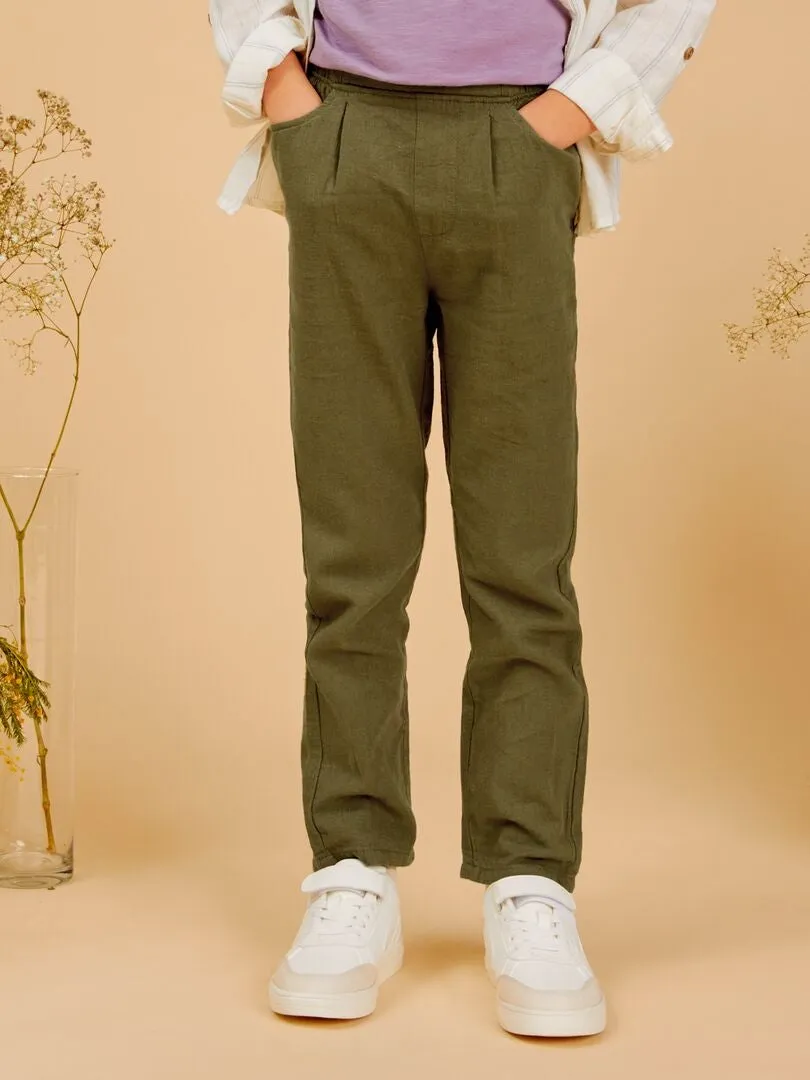 PANTALóN CHINO DE LINO  VERDE