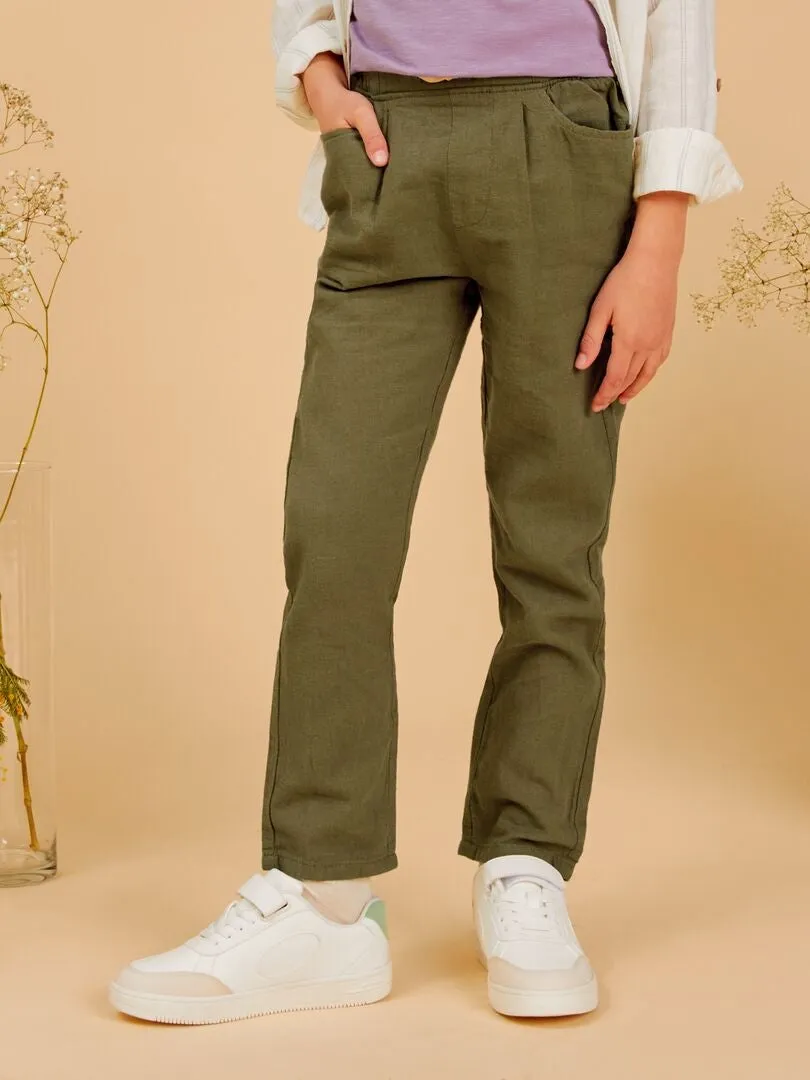 PANTALóN CHINO DE LINO  VERDE