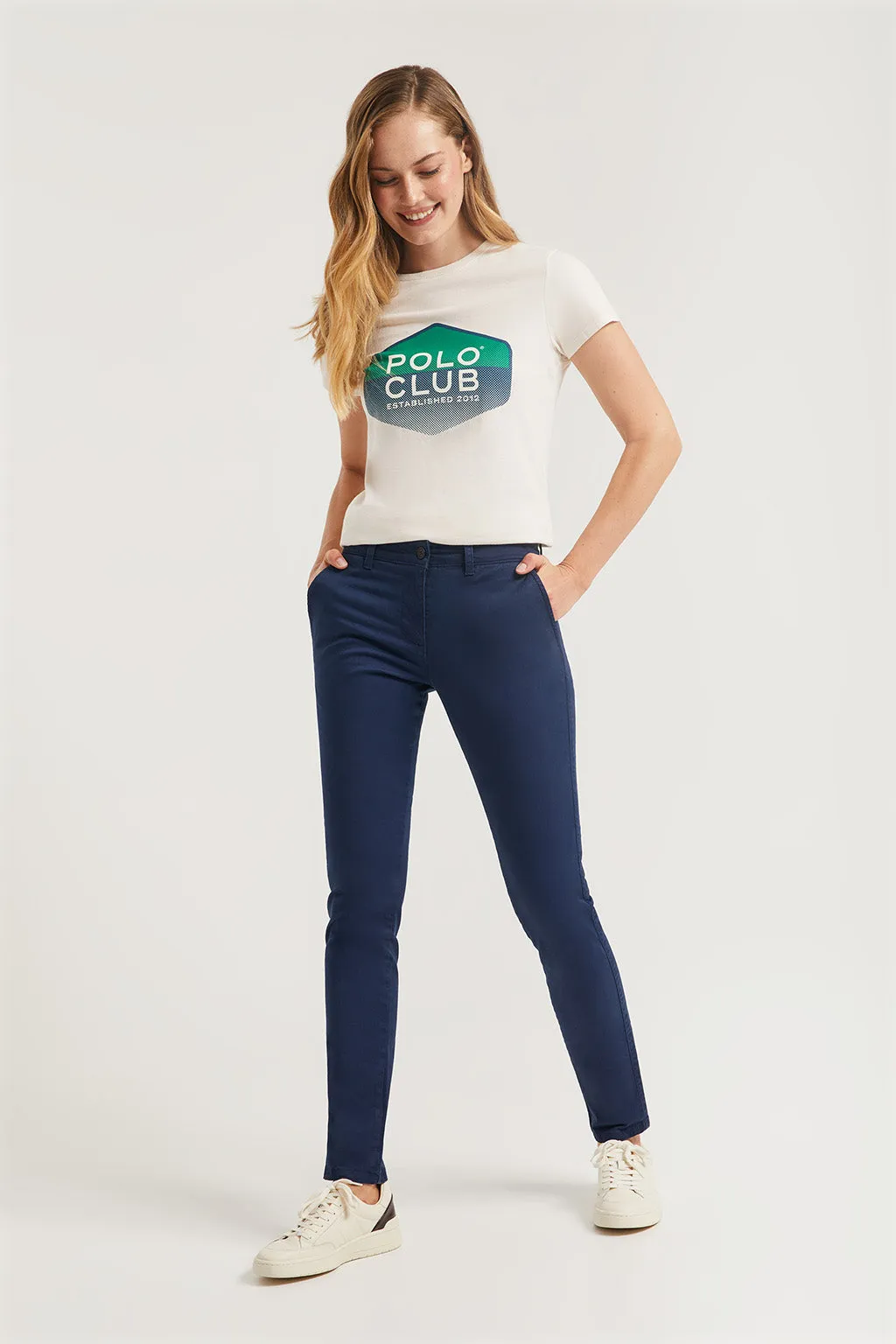 Pantalón chino Slim fit azul marino con detalle Polo Club