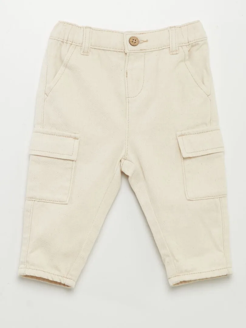 PANTALóN CON BOLSILLOS CON SOLAPA  BEIGE
