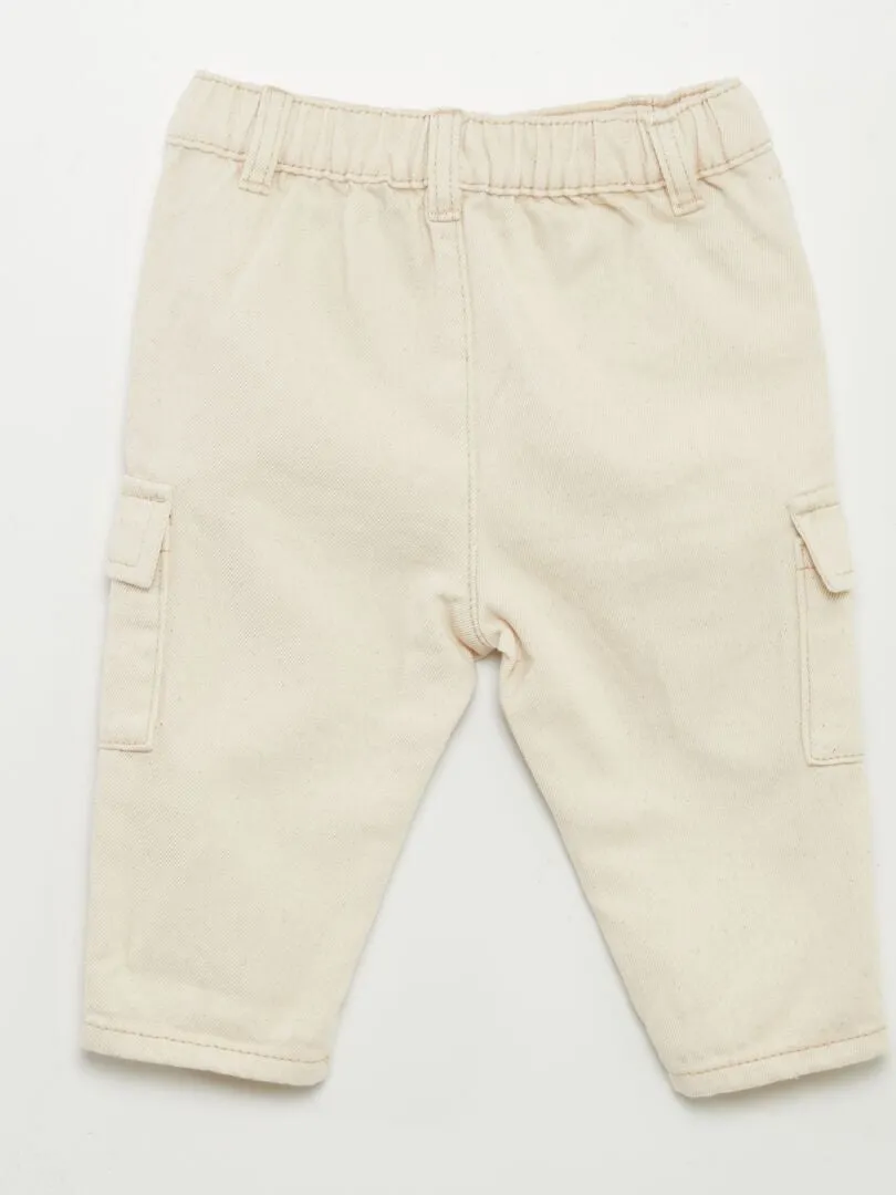 PANTALóN CON BOLSILLOS CON SOLAPA  BEIGE