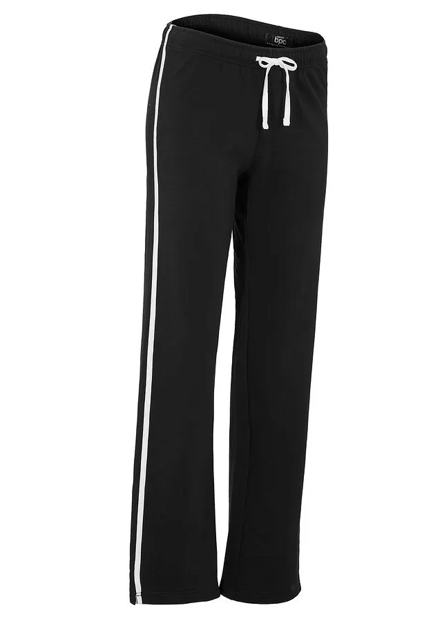 Pantalón de chándal de algodón, corte recto Negro