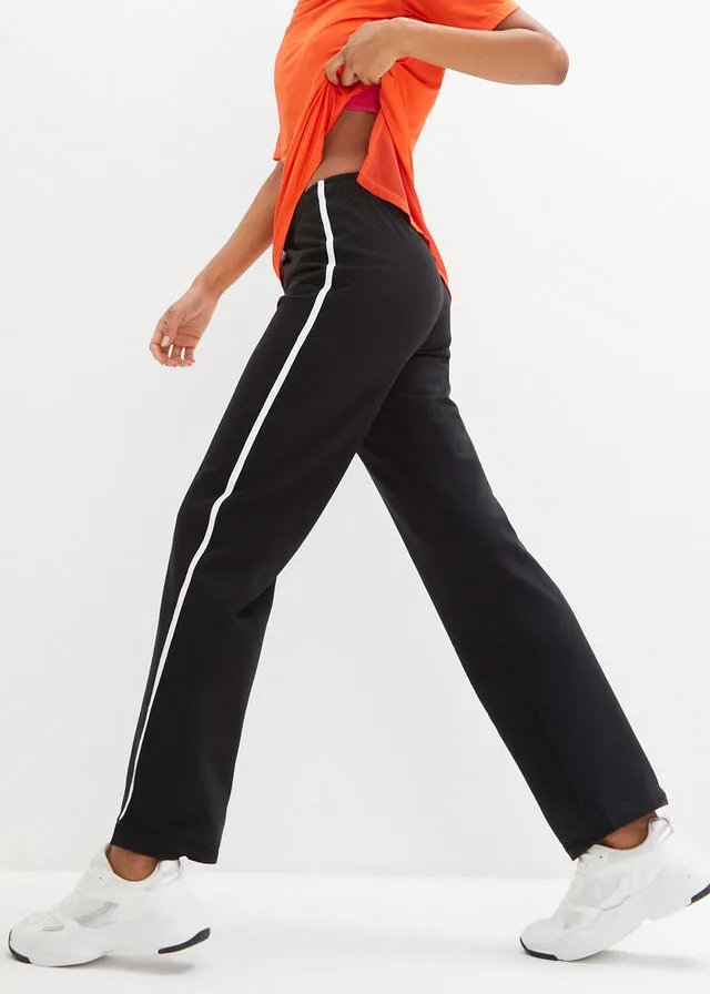 Pantalón de chándal de algodón, corte recto Negro