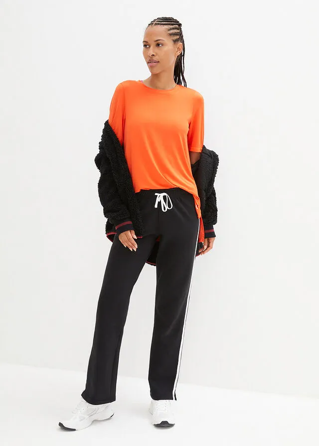 Pantalón de chándal de algodón, corte recto Negro