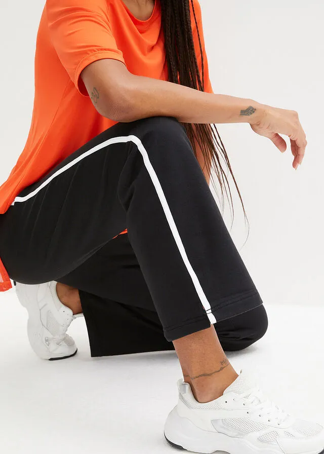 Pantalón de chándal de algodón, corte recto Negro