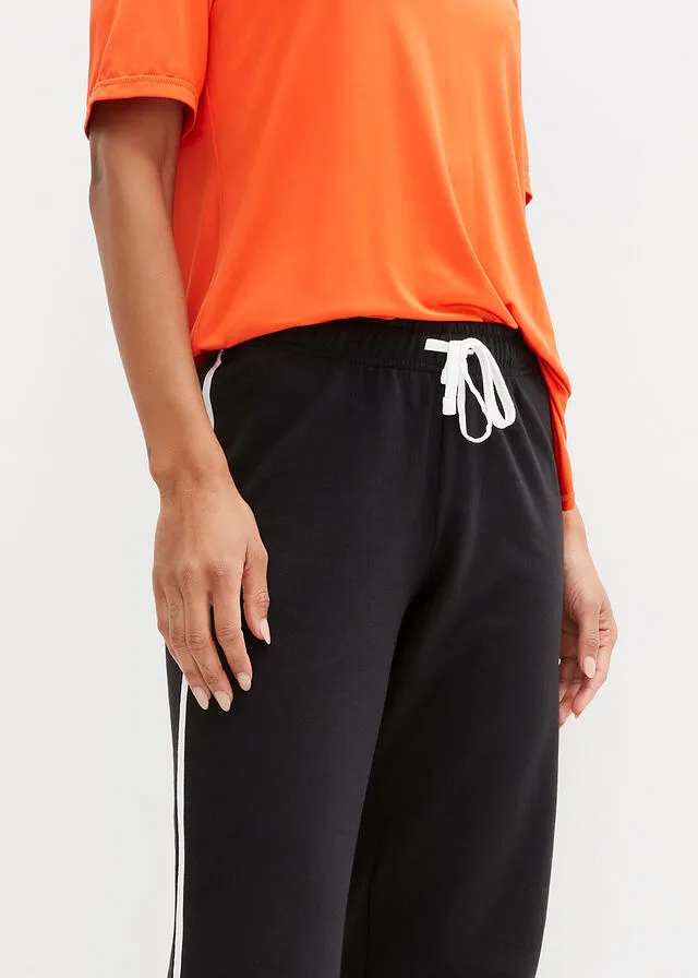 Pantalón de chándal de algodón, corte recto Negro
