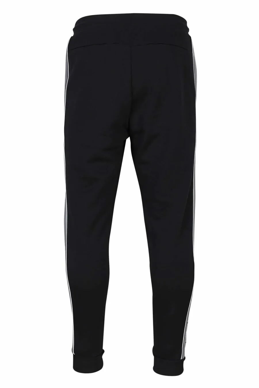 Pantalón de chándal negro con lineas grises laterales y minilogo 