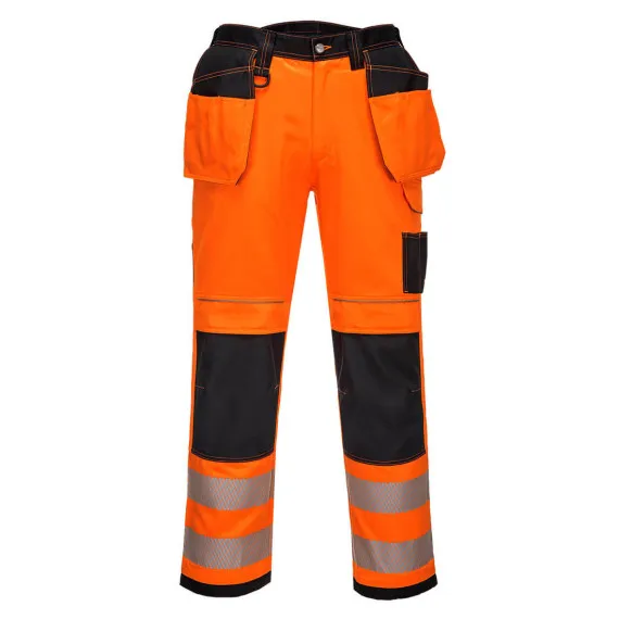 PANTALóN ELáSTICO DE ALTA VISIBILIDAD PW3 FLúOR BICOLOR  BOLSILLOS MULTIUSO DE PISTOLERA Y PARA RODILLERAS PORTWEST PW306