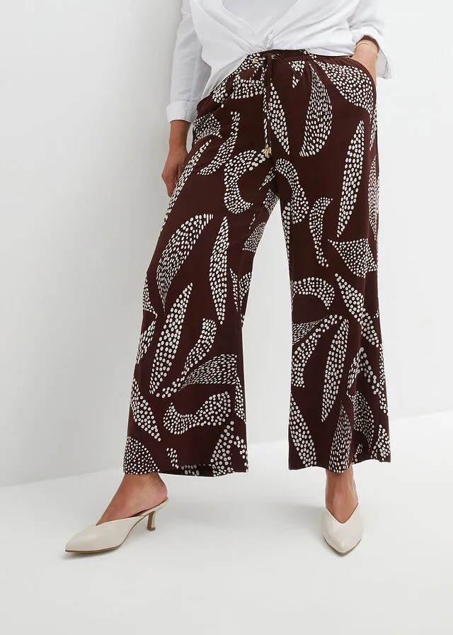 PANTALóN MARLENE DE VISCOSA VERDE OSCUROBLANCO LANA ESTAMPADO