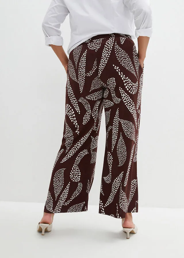 PANTALóN MARLENE DE VISCOSA VERDE OSCUROBLANCO LANA ESTAMPADO