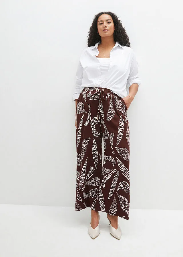 PANTALóN MARLENE DE VISCOSA VERDE OSCUROBLANCO LANA ESTAMPADO