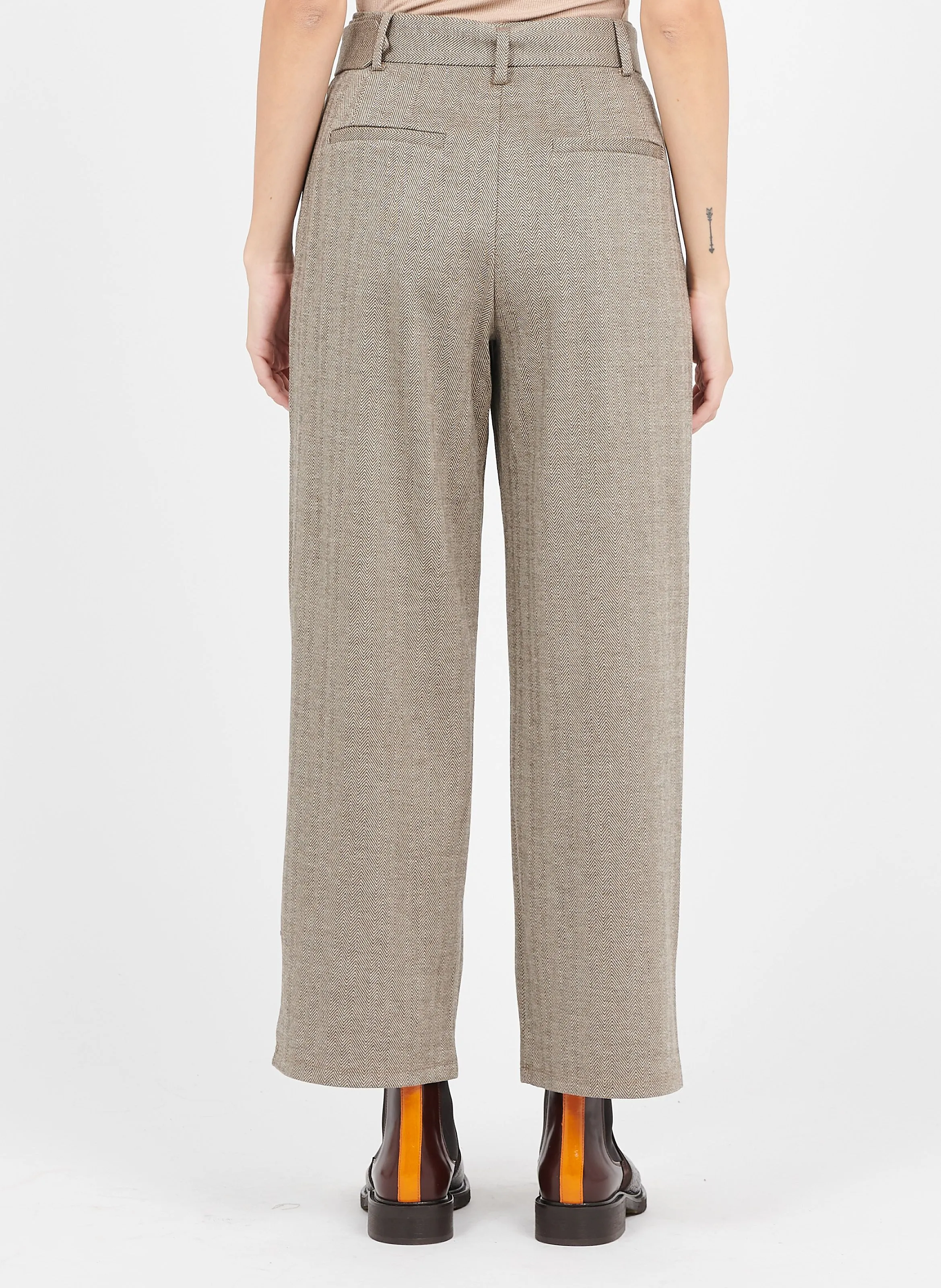 Pantalón recto en marron