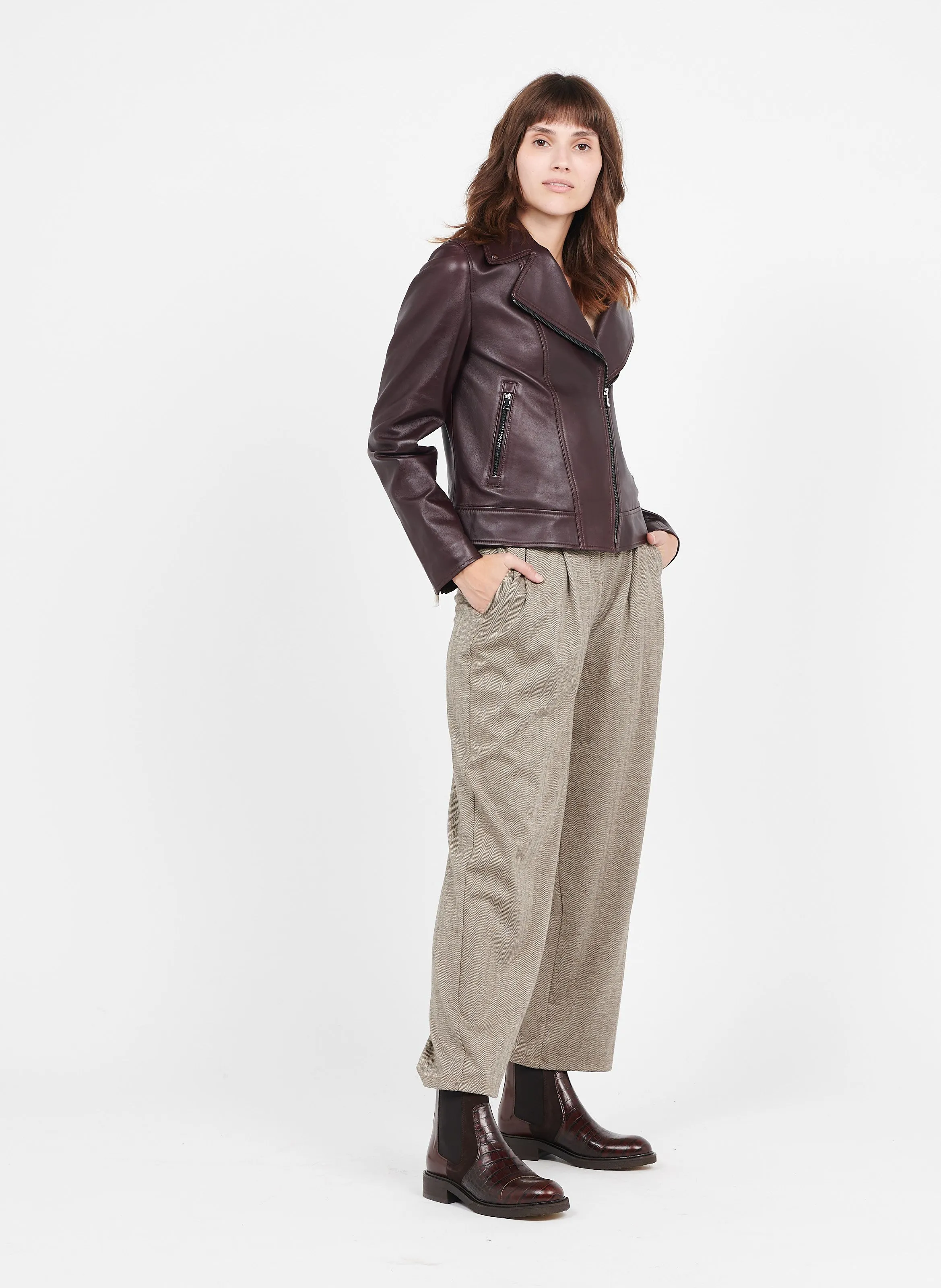 Pantalón recto en marron